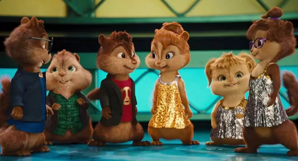 「アルビン2 シマリス3兄弟（しまっピーズ） vs. 3姉妹（しまペッツ）」クリスティーナ・アップルゲイト & アンナ・ファリス & ジャスティン・ロング & Jesse McCartney & エイミー・ポーラー & マシュー・グレイ・ギュブラーの画像