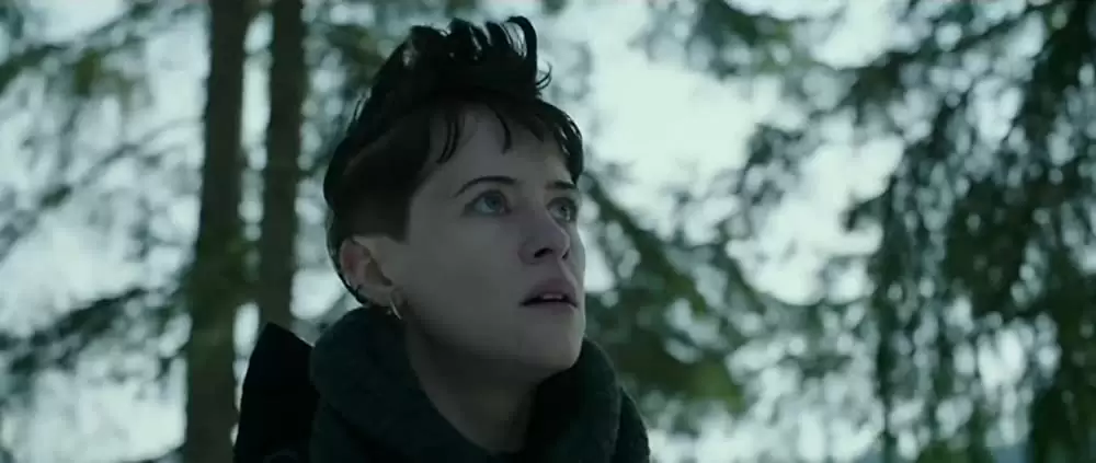 蜘蛛の巣を払う女の画像