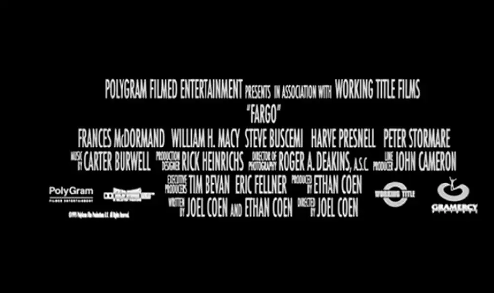 「ファーゴ」スティーブ・ブシェーミ & ウィリアム・H・メイシー & フランシス・マクドーマンド & ピーター・ストーメア & ハーブ・プレスネルの画像