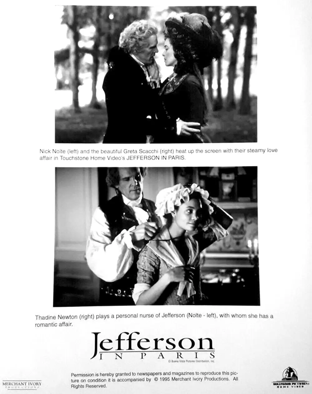 「ジェファソン・イン・パリ／若き大統領の恋」ニック・ノルティ & グレタ・スカッキ & タンディ・ニュートンの画像