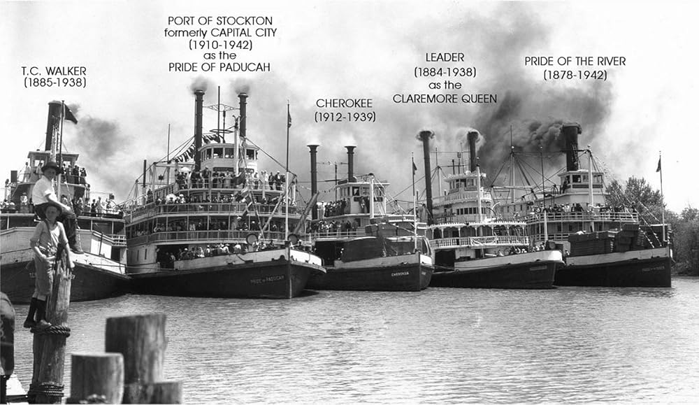 周遊する蒸気船の画像