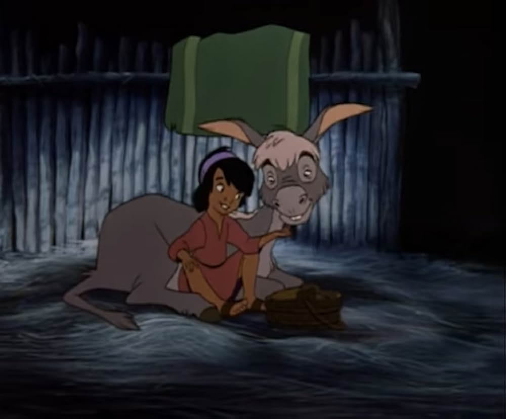 ロバと少年の画像