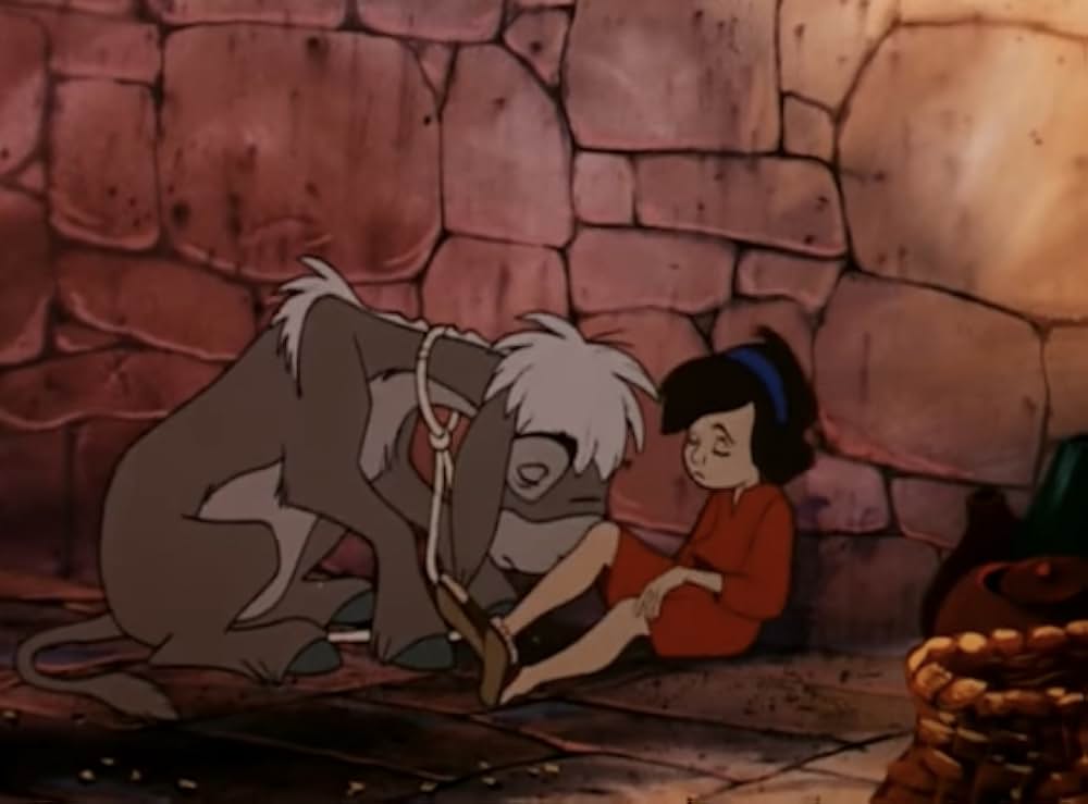 ロバと少年の画像