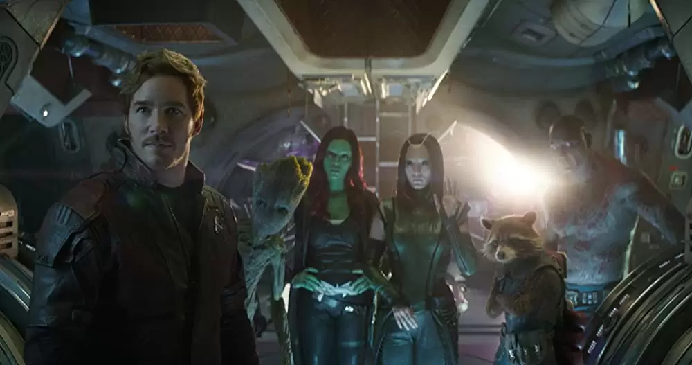「アベンジャーズ／インフィニティ・ウォー」ビン・ディーゼル & ブラッドリー・クーパー & クリス・プラット & ゾーイ・サルダナ & デイブ・バウティスタ & ポム・クレメンティエフの画像