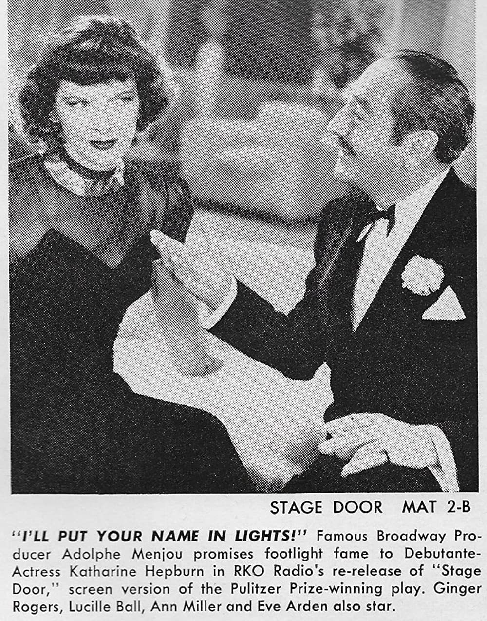 「ステージ・ドア」キャサリン・ヘプバーン & アドルフ・マンジューの画像