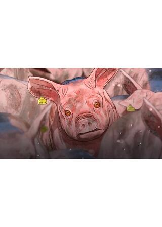 ⼝蹄疫から⽣きのびた豚のポスター