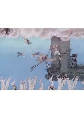 アオサギとツルのポスター